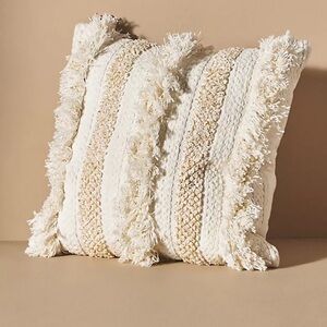 Anthropologie Indira‎ textured pillow 18"x18" boho decor home throw pillow gold